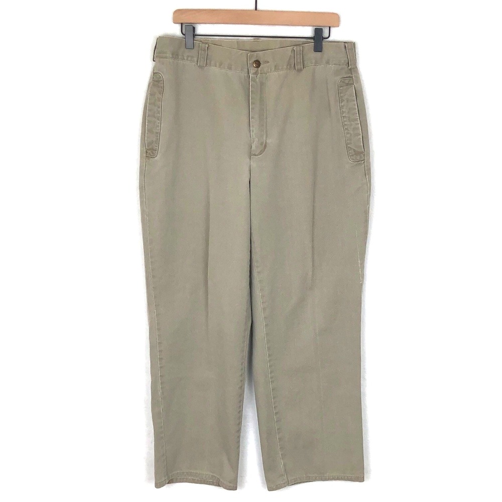SOLD SIERRA TRADING POST Pants Men's‎ 34x28 Khaki Flat Front Outdoor Hunting